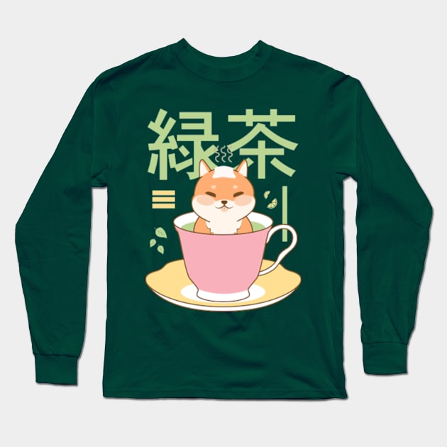 Shiba Tea Long Sleeve T-Shirt by Plan8